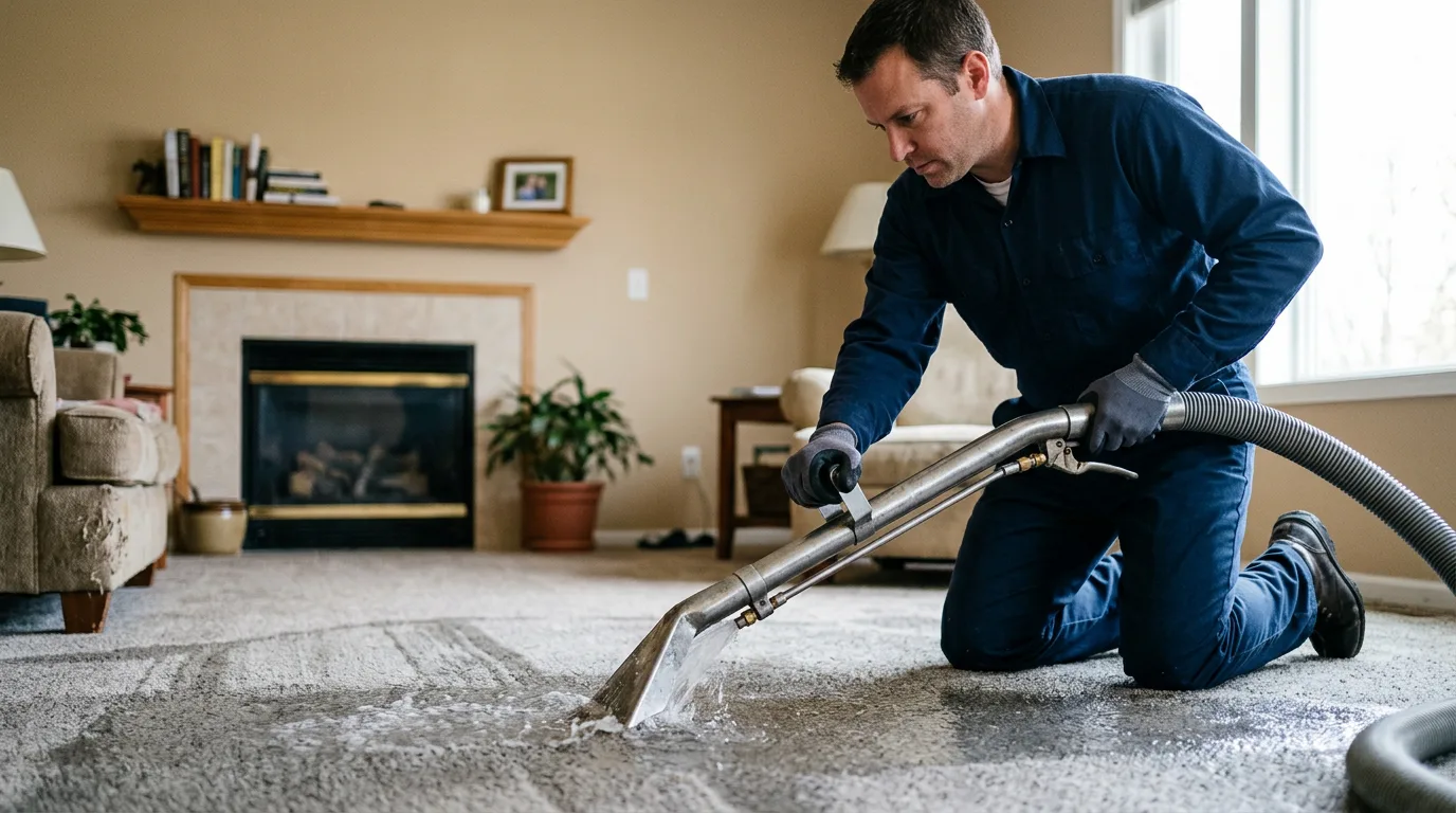 Water damage restoration technician working near Mangum, OK